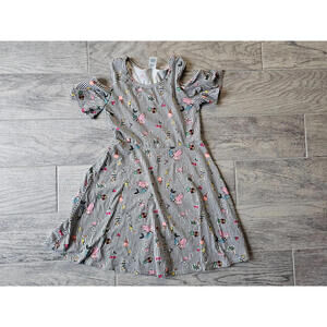 Girls Arizona Dress Cold Shoulder Size Medium 10/12 Flamingos Mermaids Cherries